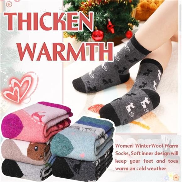 Wool Socks Thickened Winter Cozy Warm Hiking Soft Thermal - Picture 2 of 6